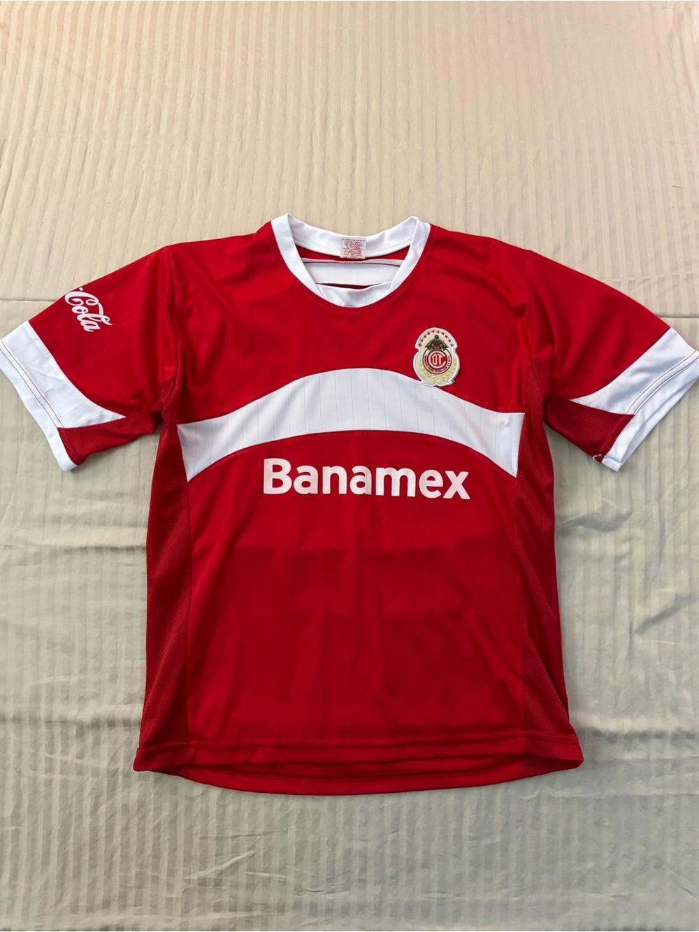 Toluca Red Home Jersey Liga Mexico Coca Cola Men Size Medium Corona